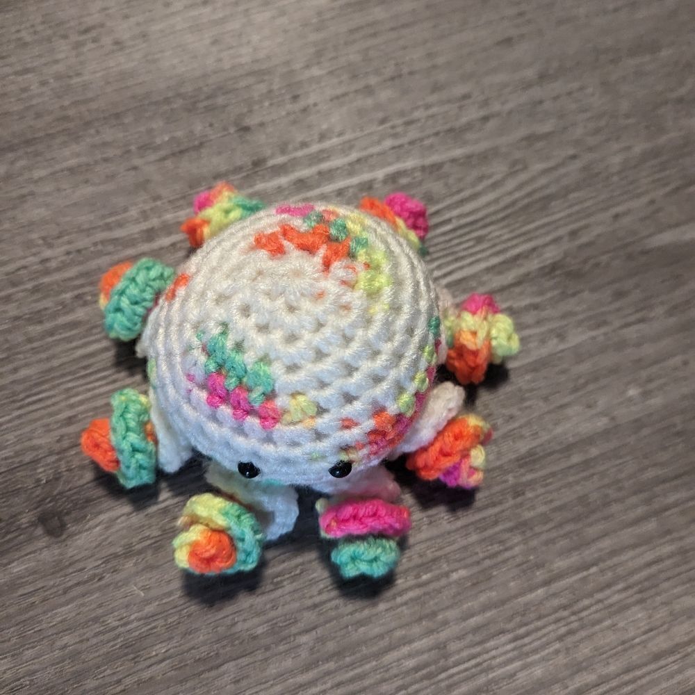 Handmade Crochet Rainbow White Octopus - Picture 4 of 4